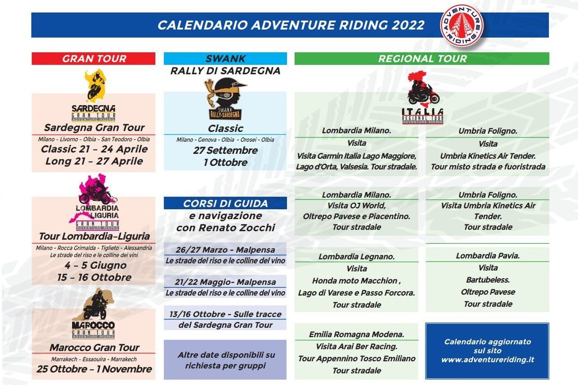Calendario eventi Adventure riding 2022